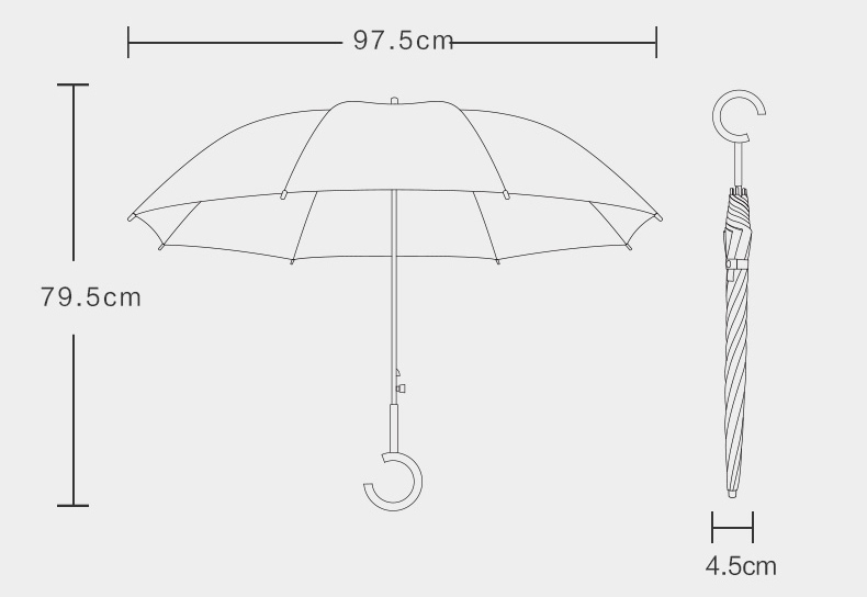 transparent paraply med långt handtag